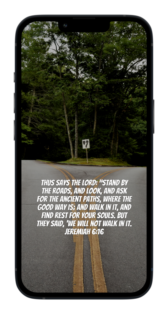 “Thus says the Lord: “Stand by the roads, and look, and ask for the ancient paths, where the good way is; and walk in it, and find rest for your souls. But they said, ‘We will not walk in it.’” ‭‭Jeremiah‬ ‭6:16‬